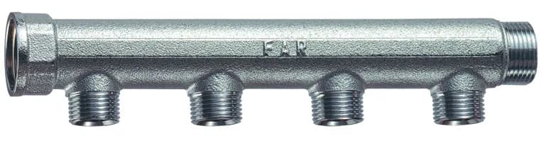 FAR Коллектор 1" (ВР-НР) с 4 отв. 1/2" НР (межосев. 50 мм)