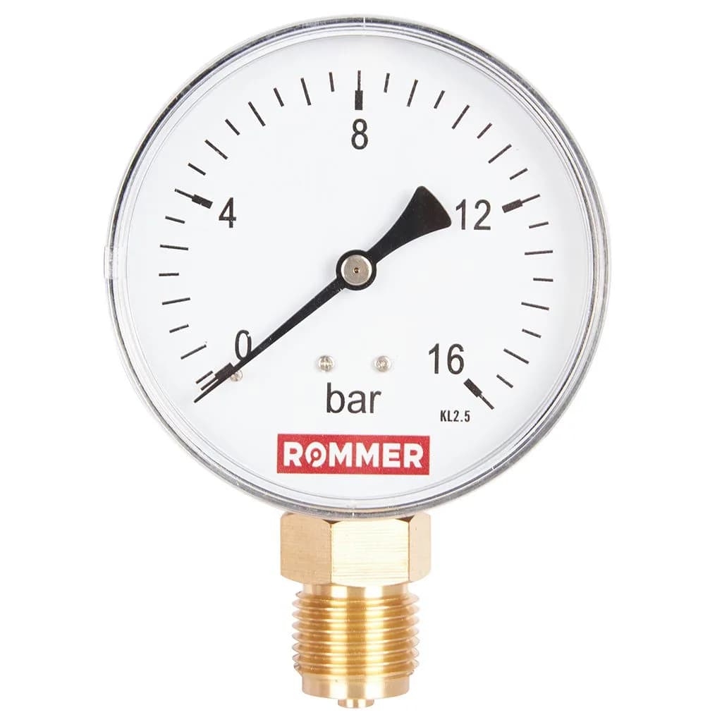 ROMMER Манометр радиальный. Корпус Dn 80 мм 1/2, 0...16 бар, кл.2.5