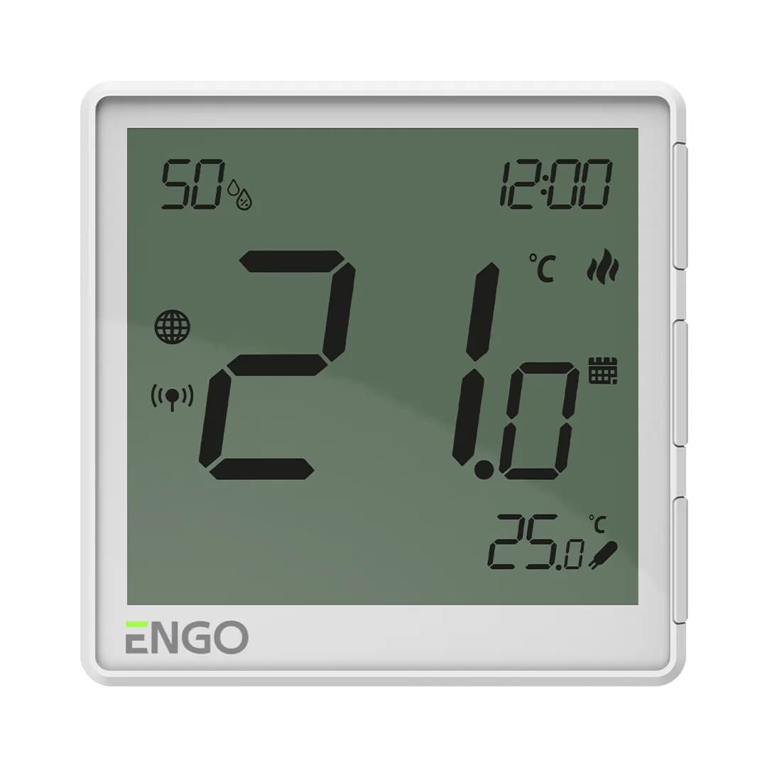 ENGO Универсальный терморегулятор, белый, с модулем Zigbee, с питанием 230, со встроенным датчиком влажности, с возможностью подключения датчика пола