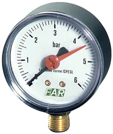 FAR Манометр 1/4" (торцевое соед.), 0-10 бар, - 20-80 °C, O 63 мм