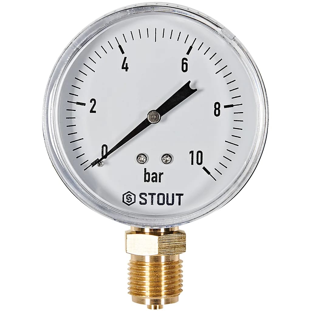 STOUT Манометр радиальный. Корпус Dn 80 мм 1/2, 0...10 бар, кл.2.5