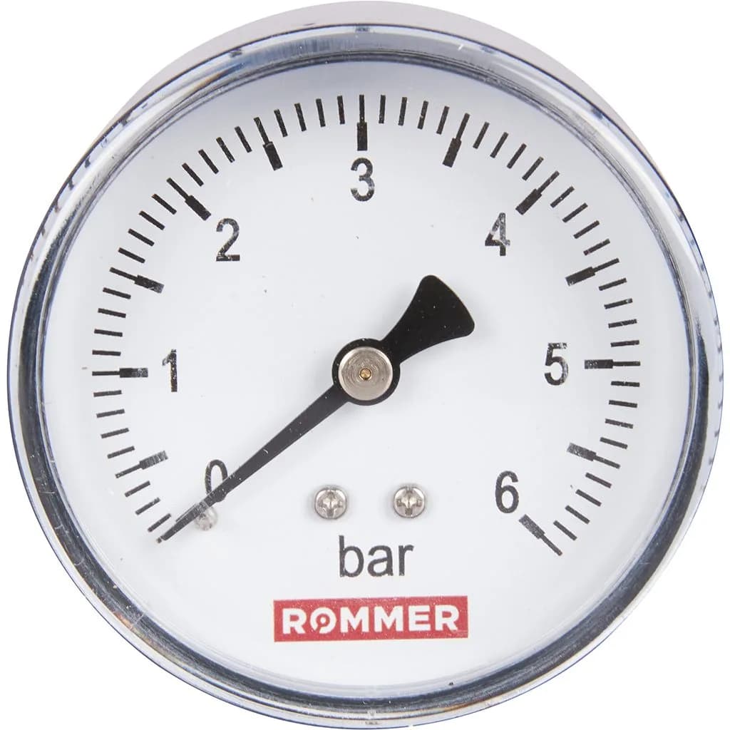 *RIM-0009-630608 ROMMER Манометр аксиальный. Корпус Dn 63 мм 1/4, 0...6 бар, кл.2.5