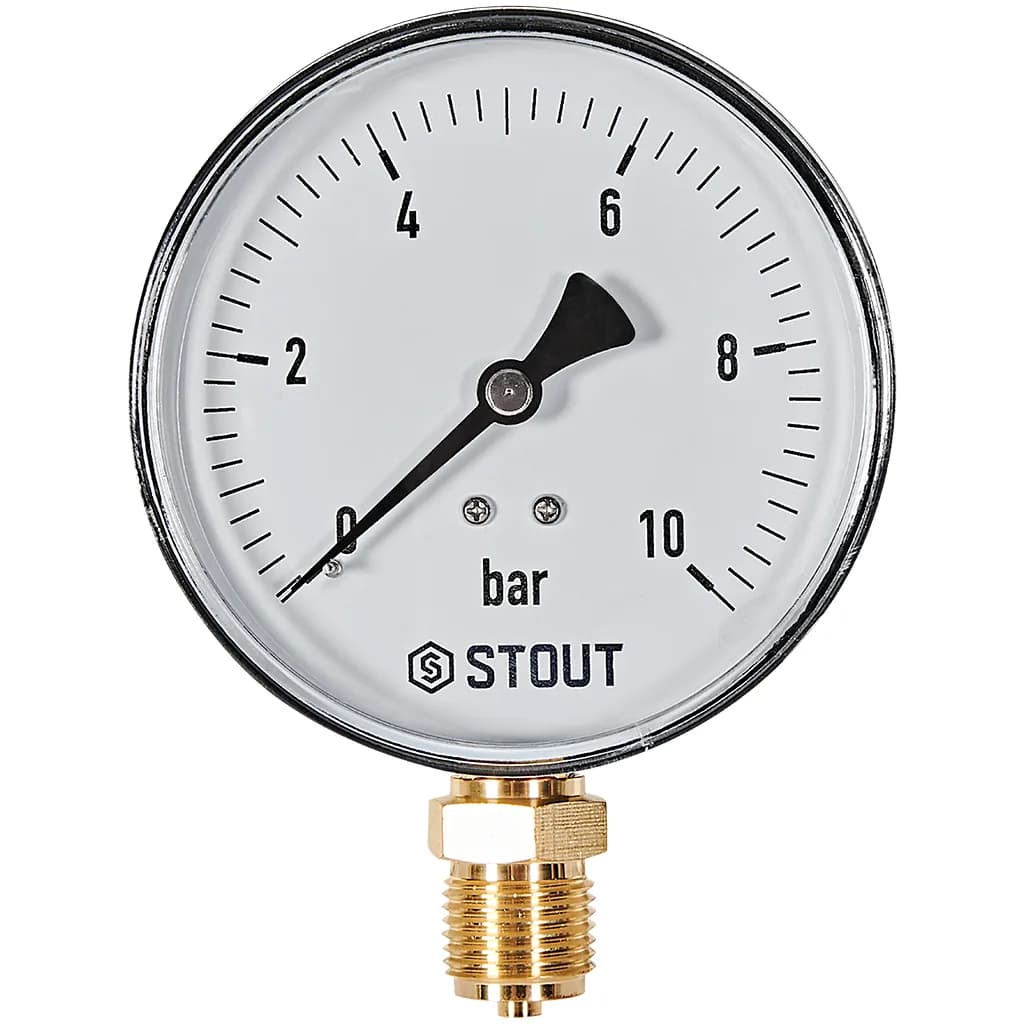 STOUT Манометр радиальный. Корпус Dn 100 мм 1/2, 0...10 бар, кл.2.5