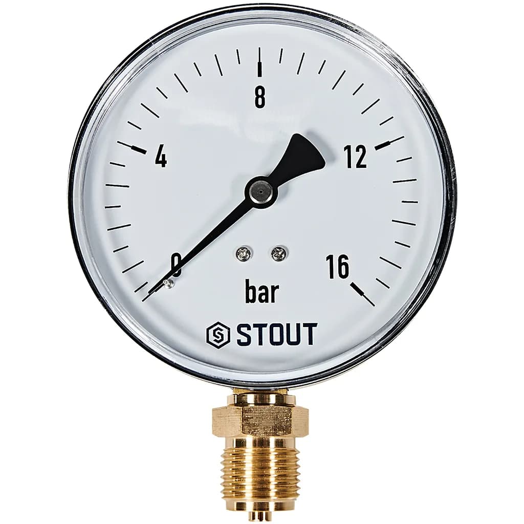 STOUT Манометр радиальный. Корпус Dn 100 мм 1/2, 0...16 бар, кл.2.5