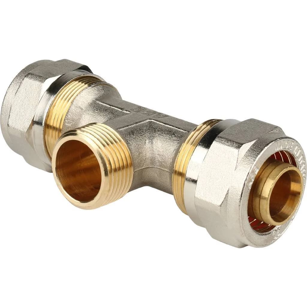*SFS-0011-003426 STOUT Тройник-переходник с наружной резьбой 3/4 х26 для металлопластиковых труб винтовой