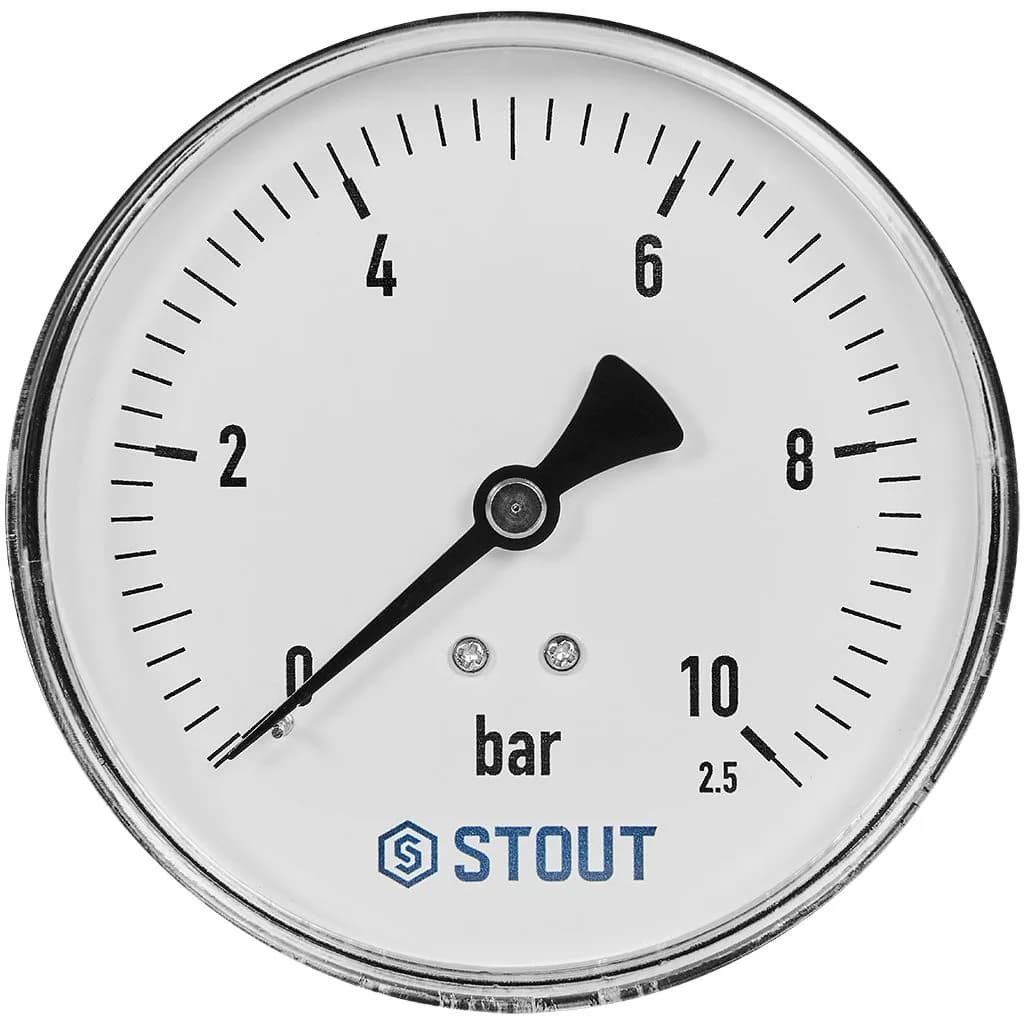 STOUT Манометр аксиальный Корпус Dn 100 мм 1/2, 0...10 бар, кл.2.5