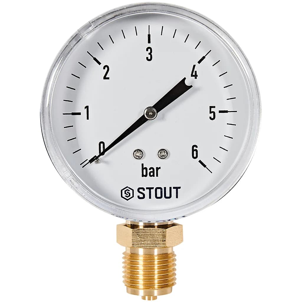 STOUT Манометр радиальный. Корпус Dn 80 мм 1/2, 0...6 бар, кл.2.5