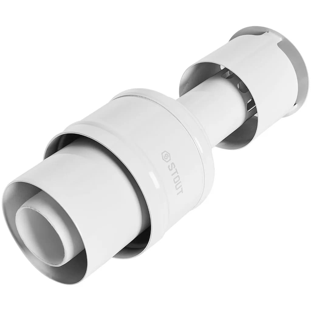 Оголовок вертикальный с ветрозащитой конденсац. коакс. D60(п)/100(п) БЕЛЫЙ узкий