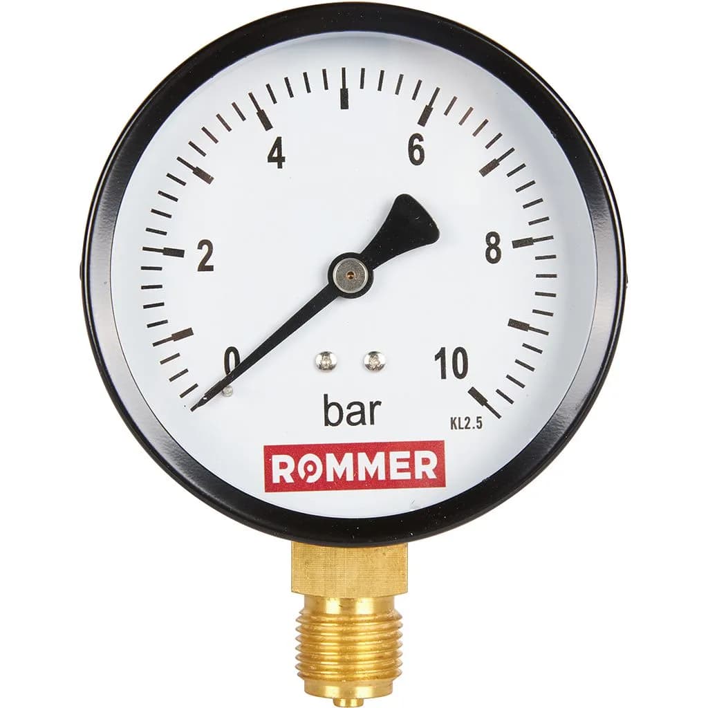 *RIM-0010-101015 ROMMER Манометр радиальный. Корпус Dn 100 мм 1/2, 0...10 бар, кл.2.5