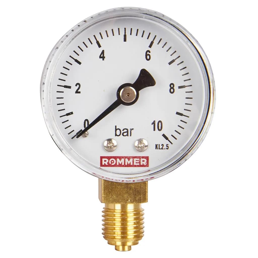 *RIM-0010-501008 ROMMER Манометр радиальный. Корпус Dn 50 мм 1/4, 0...10 бар, кл.2.5