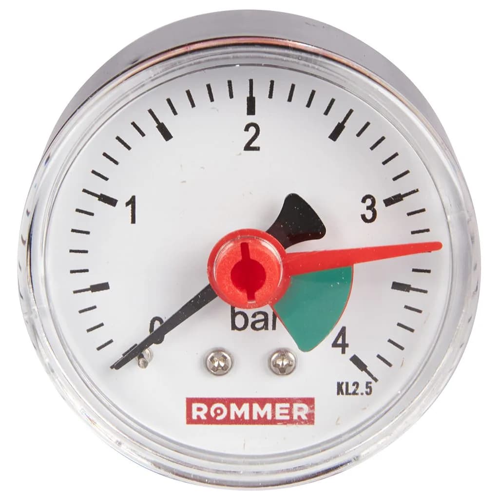 *RIM-0007-500408 ROMMER Манометр аксиальный с указателем предела. Корпус Dn 50 мм 1/4, 0...4 бар, кл.2.5
