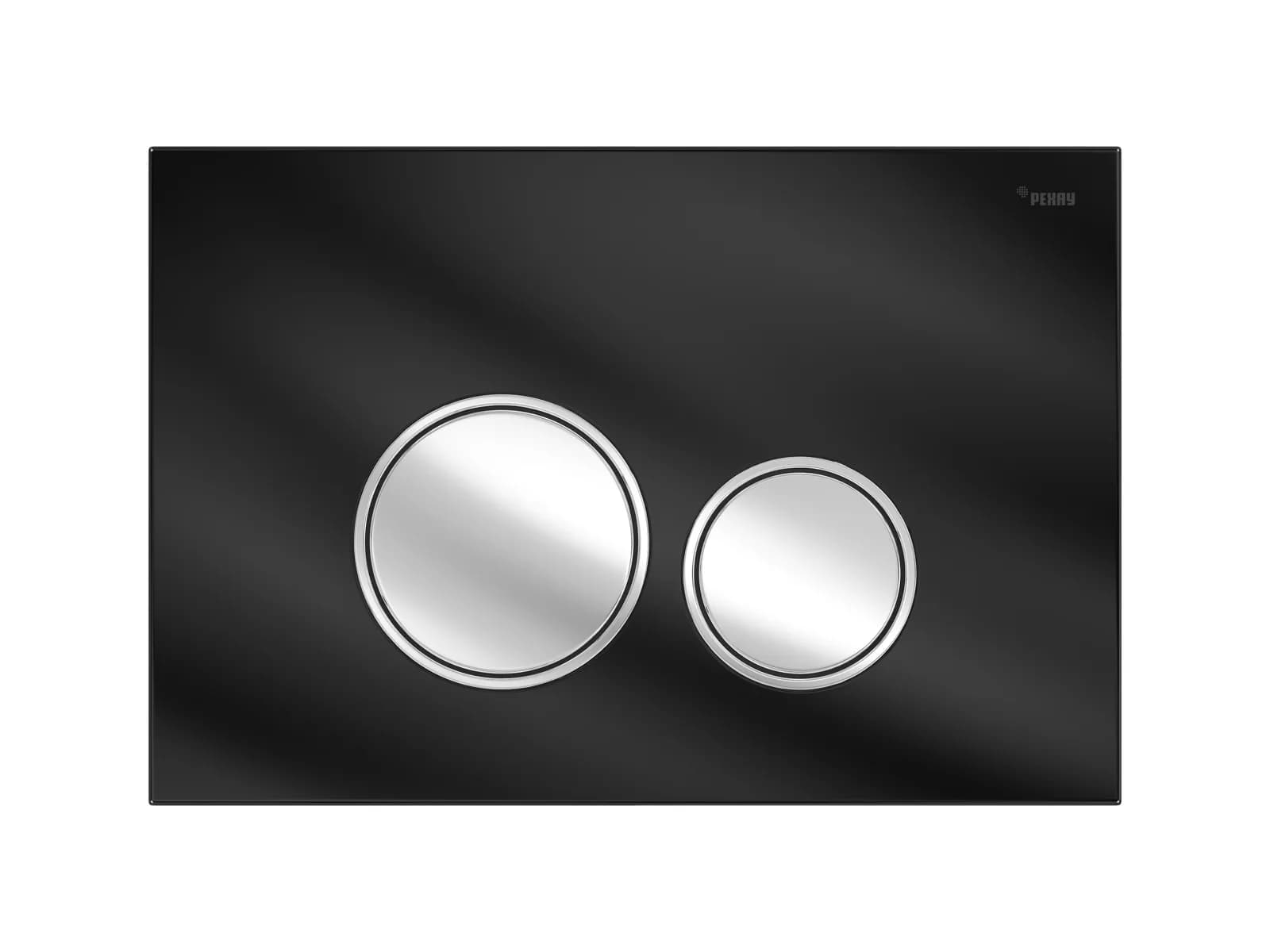 РЕХАУ Панель смыва РЕХАУ NOVA ORB GLASS с круглыми клавишами, закаленное стекло, черный, клавиши и их контур хром, глянцевый