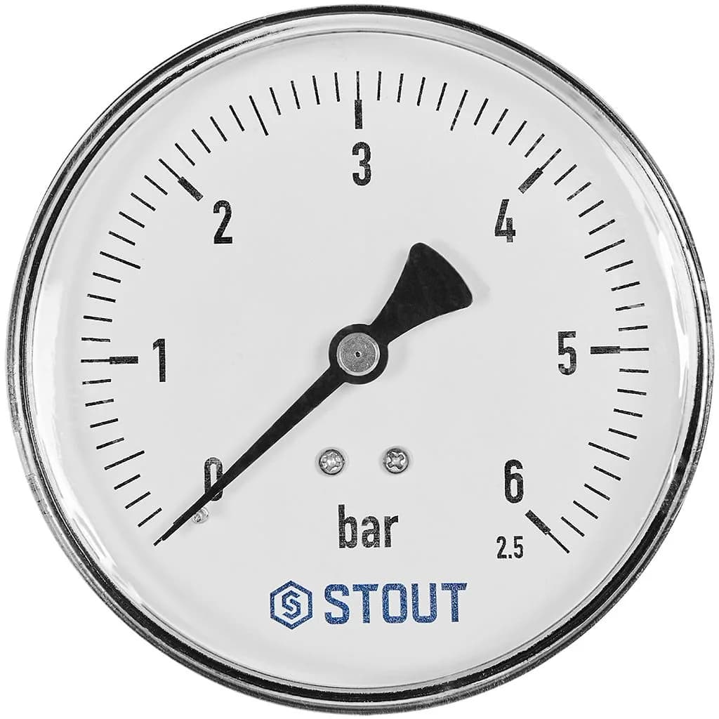 STOUT Манометр аксиальный Корпус Dn 100 мм 1/2, 0...6 бар, кл.2.5