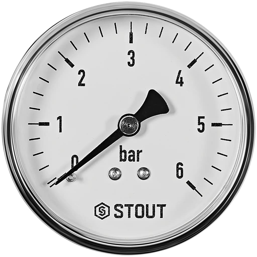 STOUT Манометр аксиальный. Корпус Dn 63 мм 1/4, 0...6 бар, кл.2.5