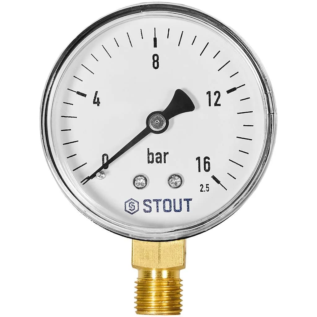 STOUT Манометр радиальный. Корпус Dn 63 мм 1/4, 0...16 бар, кл.2.5