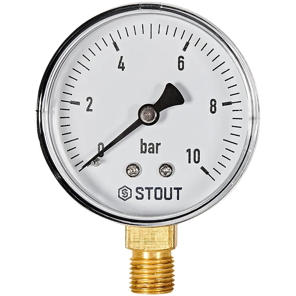 STOUT Манометр радиальный. Корпус Dn 63 мм 1/4, 0...10 бар, кл.2.5