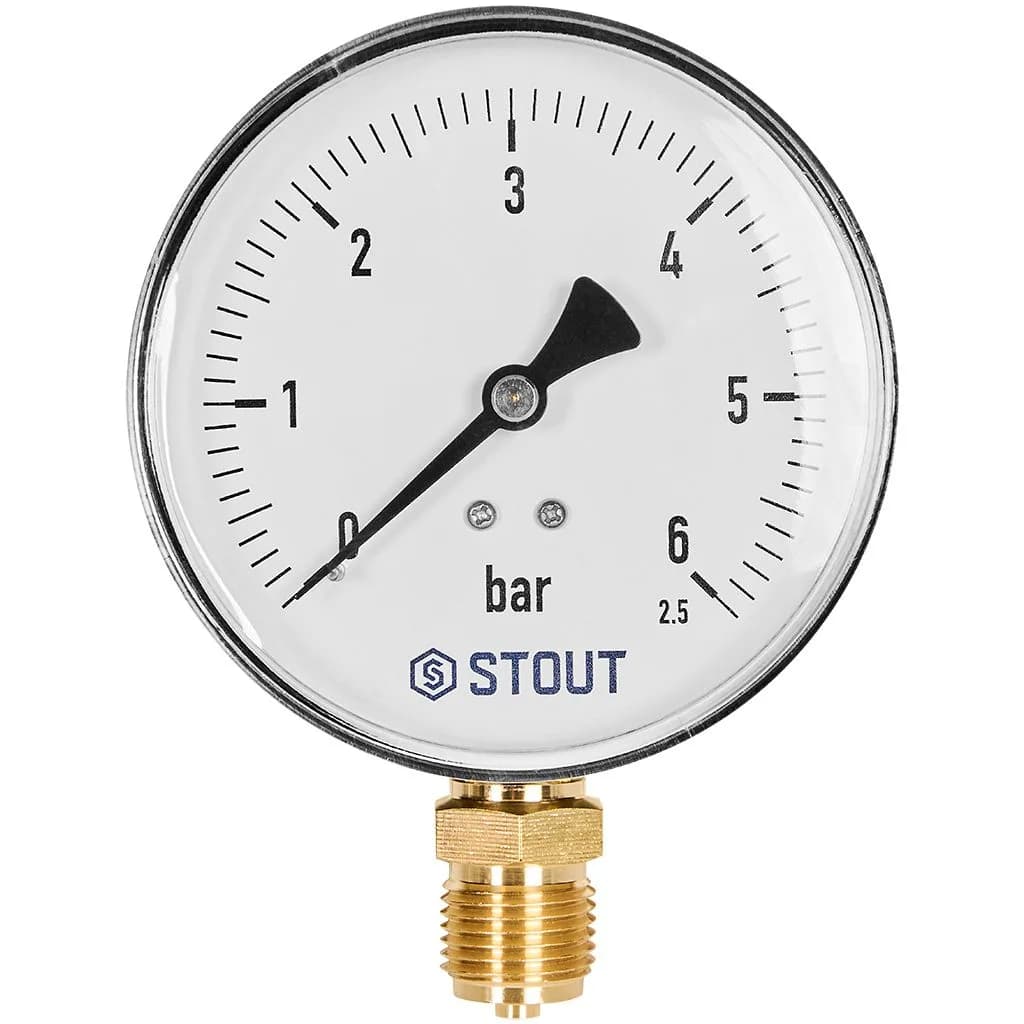 STOUT Манометр радиальный. Корпус Dn 100 мм 1/2, 0...6 бар, кл.2.5