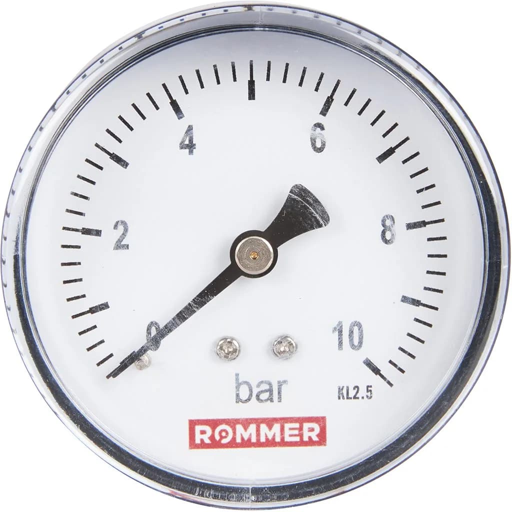 *RIM-0009-631008 ROMMER Манометр аксиальный. Корпус Dn 63 мм 1/4, 0...10 бар, кл.2.5