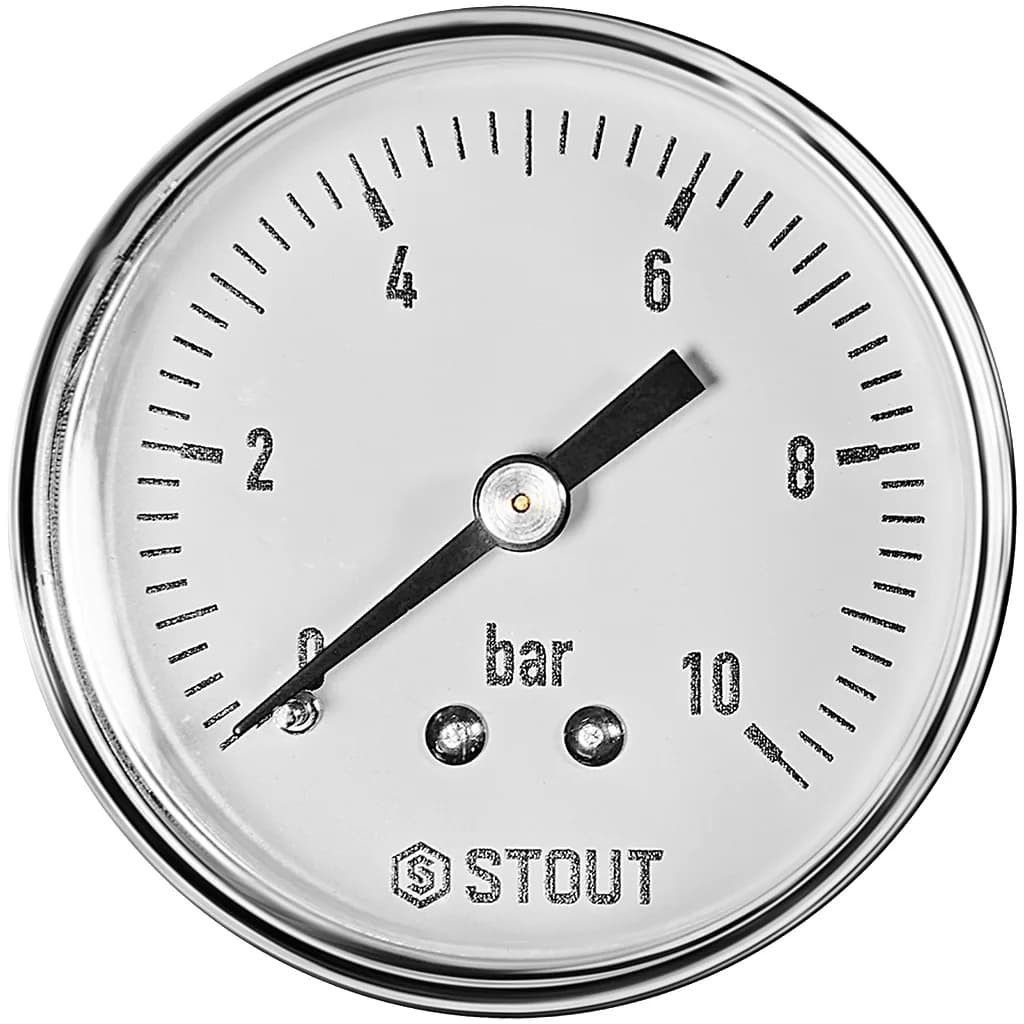 STOUT Манометр аксиальный. Корпус Dn 50 мм 1/4, 0...10 бар, кл.2.5