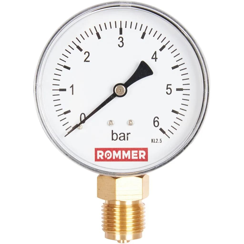*RIM-0010-800615 ROMMER Манометр радиальный. Корпус Dn 80 мм 1/2, 0...6 бар, кл.2.5