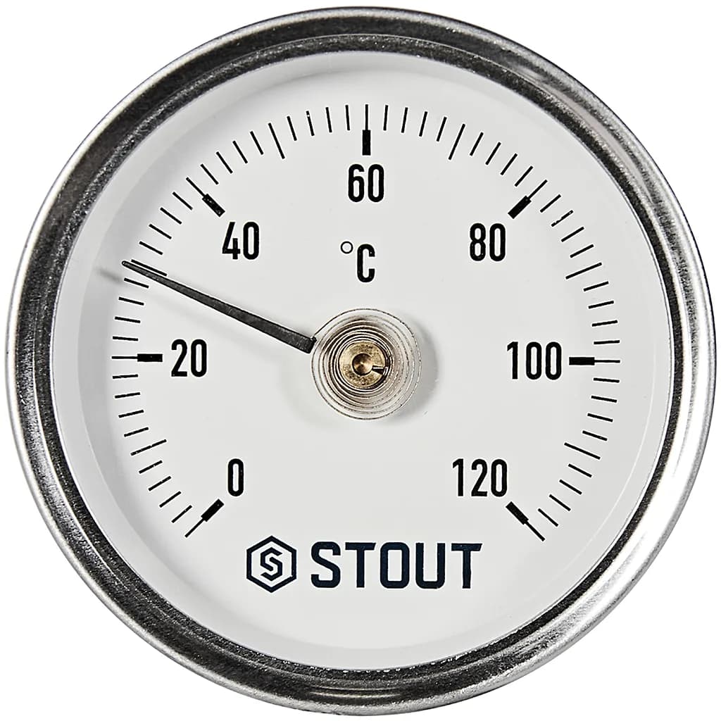 STOUT Термометр биметаллический накладной с пружиной. Корпус Dn 63 мм, 0...120°С, 1 -2