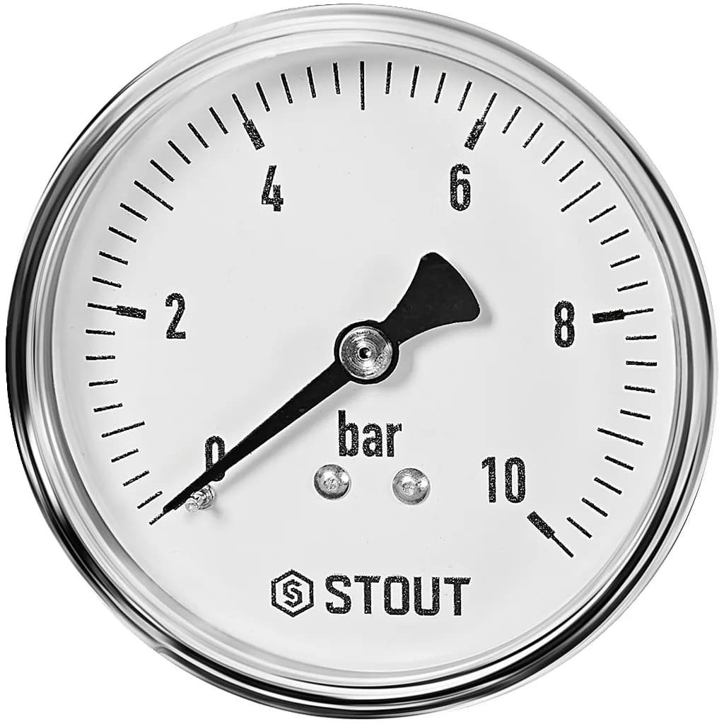 STOUT Манометр аксиальный. Корпус Dn 63 мм 1/4, 0...10 бар, кл.2.5