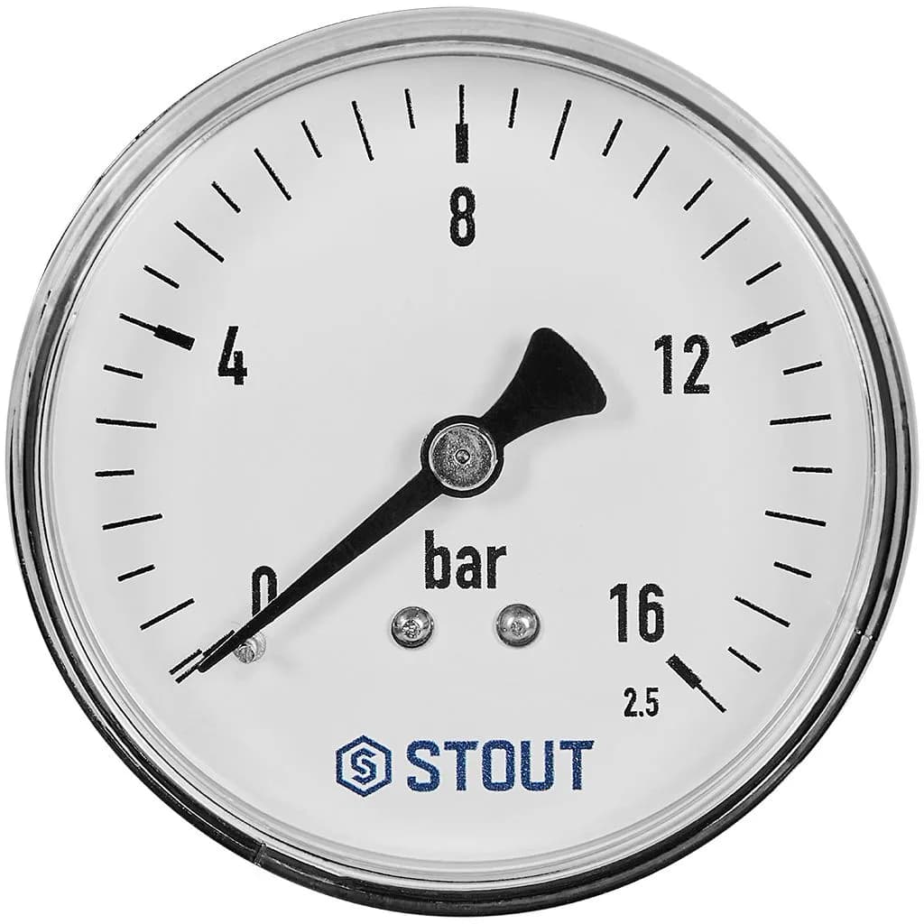STOUT Манометр аксиальный. Корпус Dn 63 мм 1/4, 0...16 бар, кл.2.5