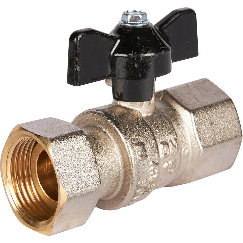 *SVB-0009-000020 STOUT Кран шаровой с накидной гайкой, ВР/накидная гайка, ручка бабочка 3/4x3/4