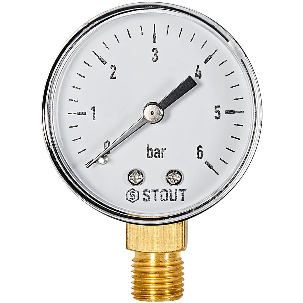 STOUT Манометр радиальный. Корпус Dn 50 мм 1/4, 0...6 бар, кл.2.5