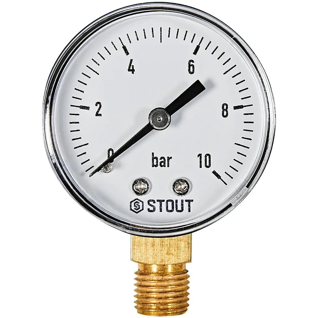 STOUT Манометр радиальный. Корпус Dn 50 мм 1/4, 0...10 бар, кл.2.5