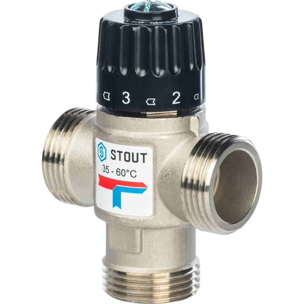 *SVM-0020-166025 STOUT Термостатический смесительный клапан для систем отопления и ГВС 1" НР 35-60°С KV 1,6 ОБРАЗЕЦ