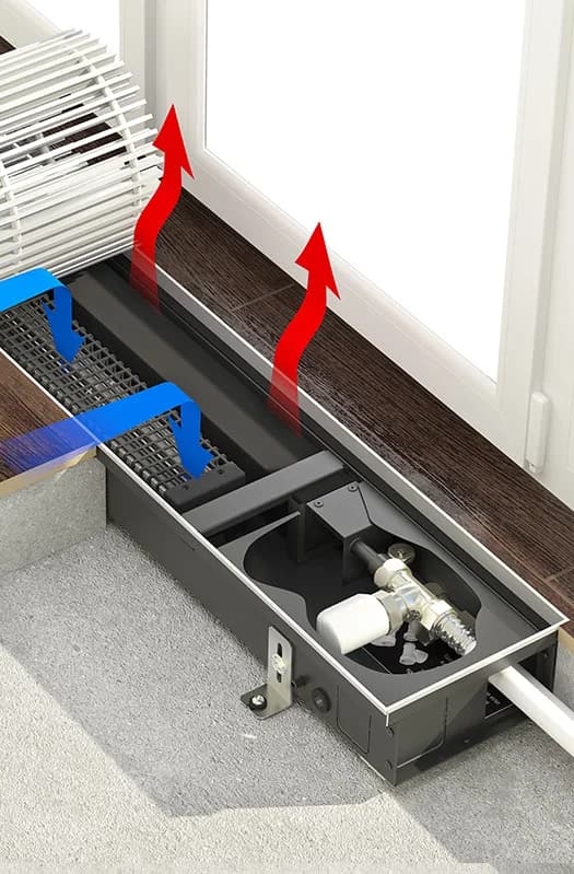 VARMANN Конвектор встраиваемый в пол Qtherm ECO (решетка в цвет алюминия)