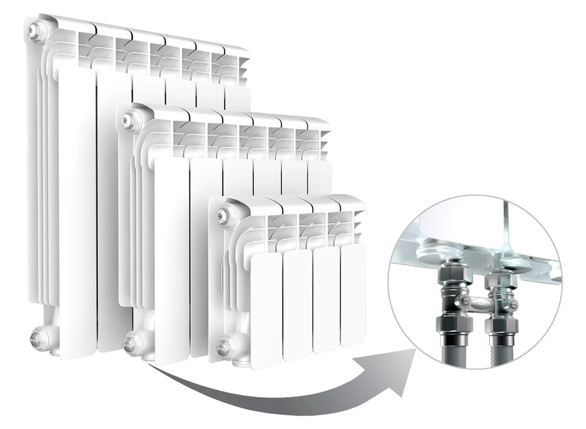 Радиатор алюминиевый RIFAR ALUM VENTIL 350, 12 секц., нижнее левое подключение
