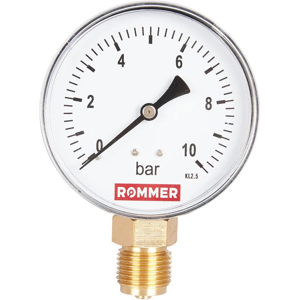 *RIM-0010-801015 ROMMER Манометр радиальный. Корпус Dn 80 мм 1/2, 0...10 бар, кл.2.5