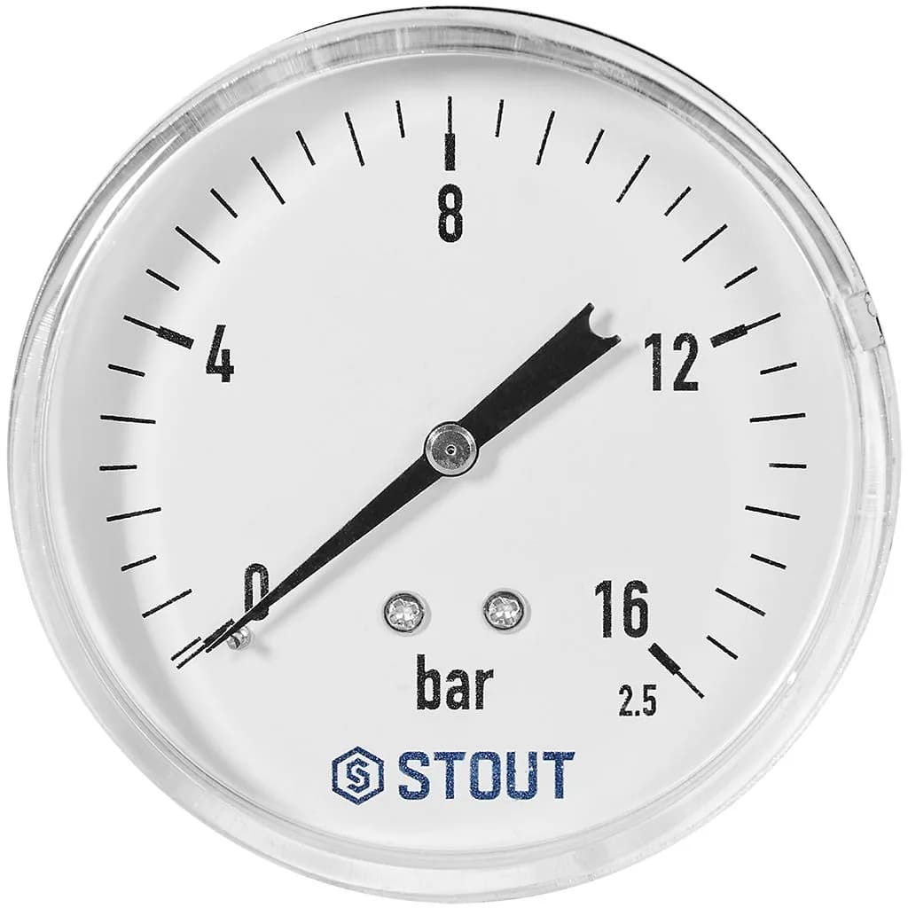 STOUT Манометр аксиальный Корпус Dn 80 мм 1/2, 0...16 бар, кл.2.5