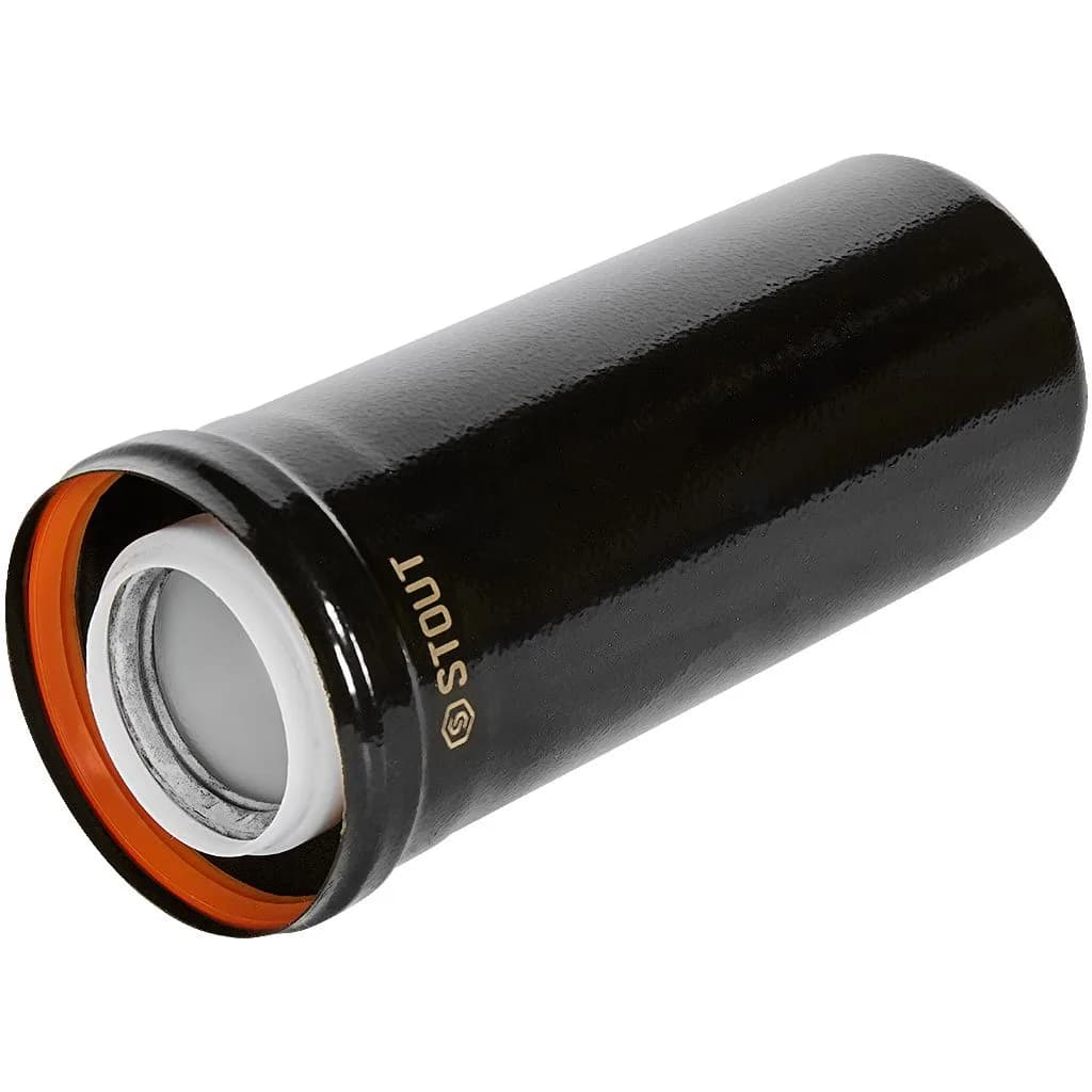 Удлинитель дымохода конденсац. коакс. D60(п-м)/100(п-м), L250, ЧЕРНЫЙ
