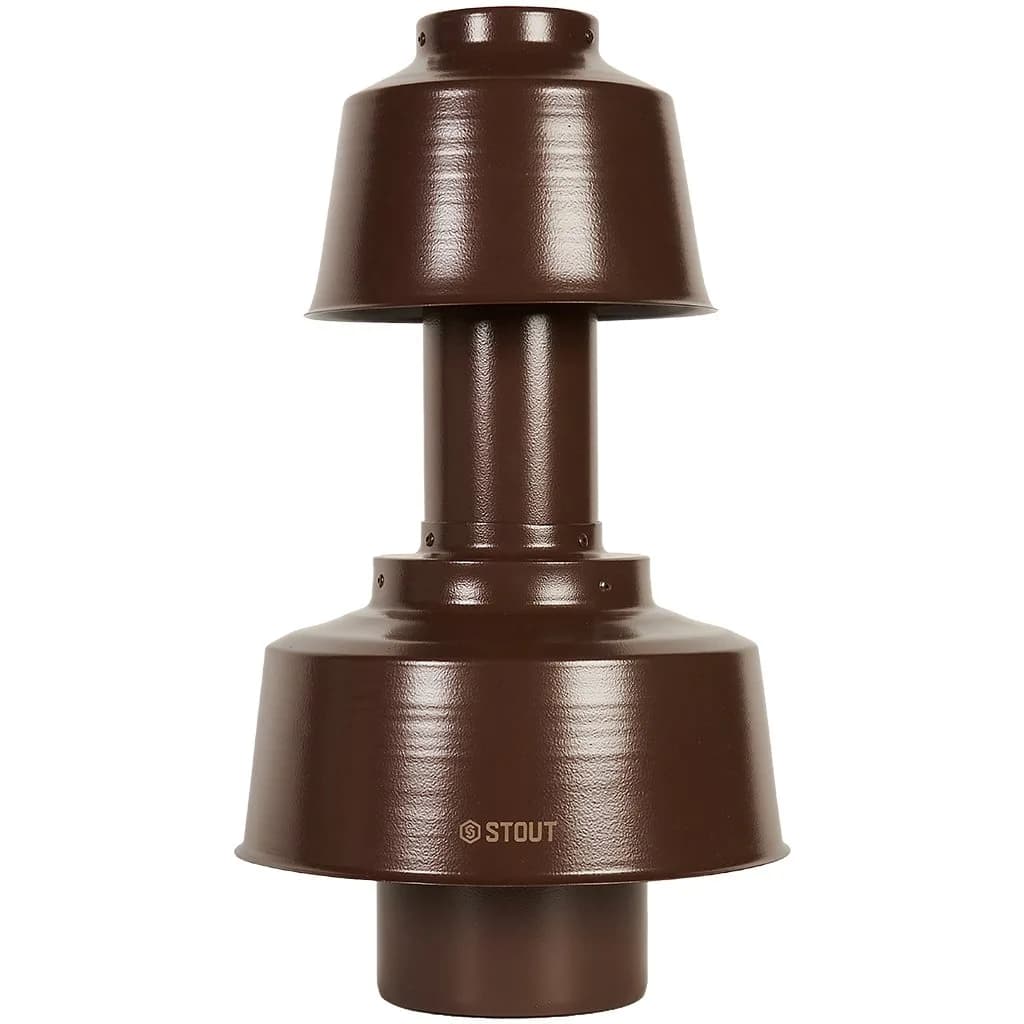 Оголовок вертикальный с ветрозащитой конденсац. коакс. D80(п)/125(п) КОРИЧНЕВЫЙ широкий