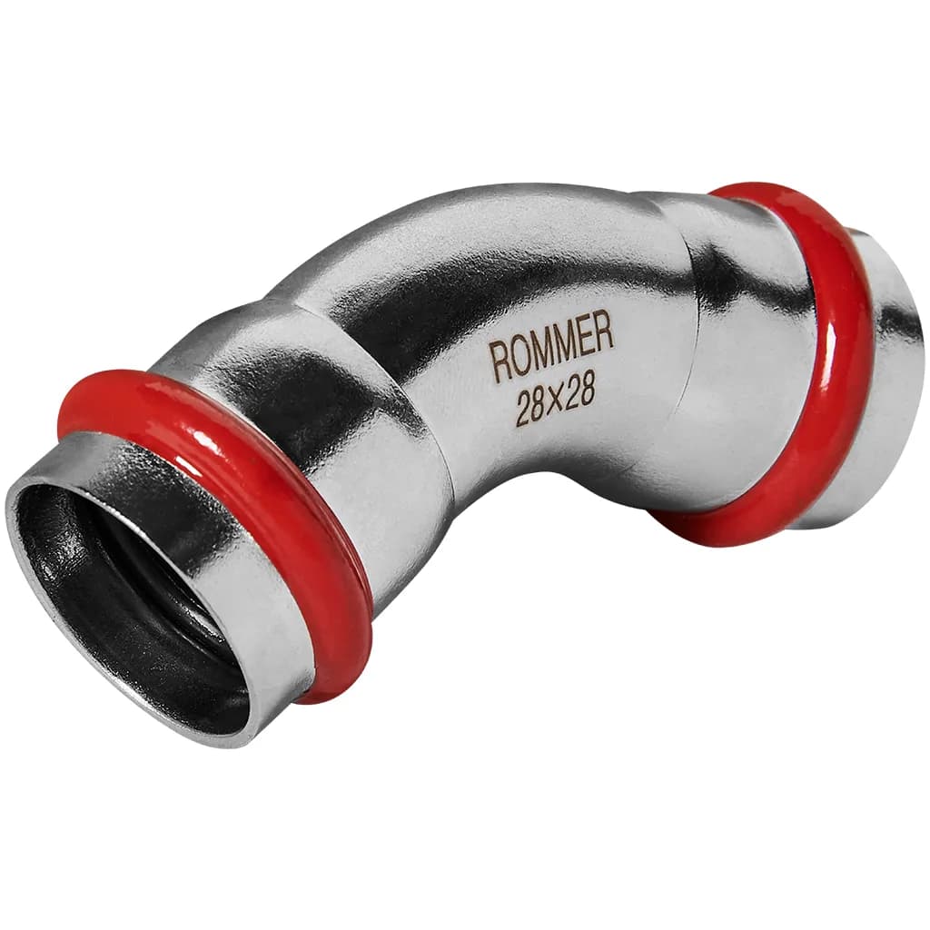 *RSS-0005-000028 ROMMER Угольник 45° ВПр-ВПр, 28, из нержавеющей стали прессовой