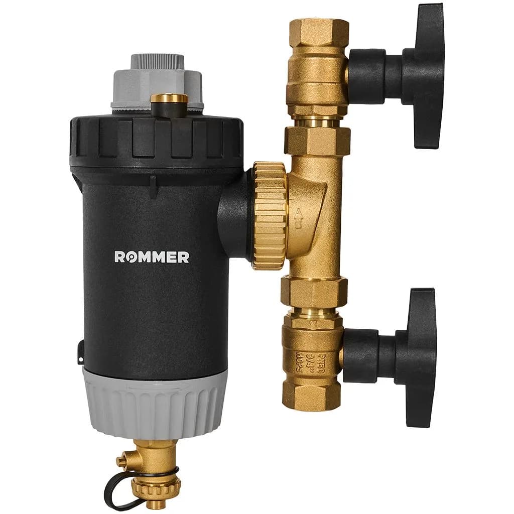 ROMMER Магнитный сепаратор шлама с щетками поворотный, ВР 3/4" корпус- композит