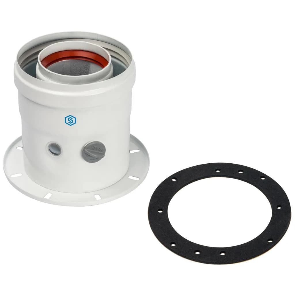 *SCA-6010-240100 STOUT Элемент дымохода DN60/100 адаптер для котла вертикальный коаксиальный (совместимый с Bosch, Buderus)(с логотипом)