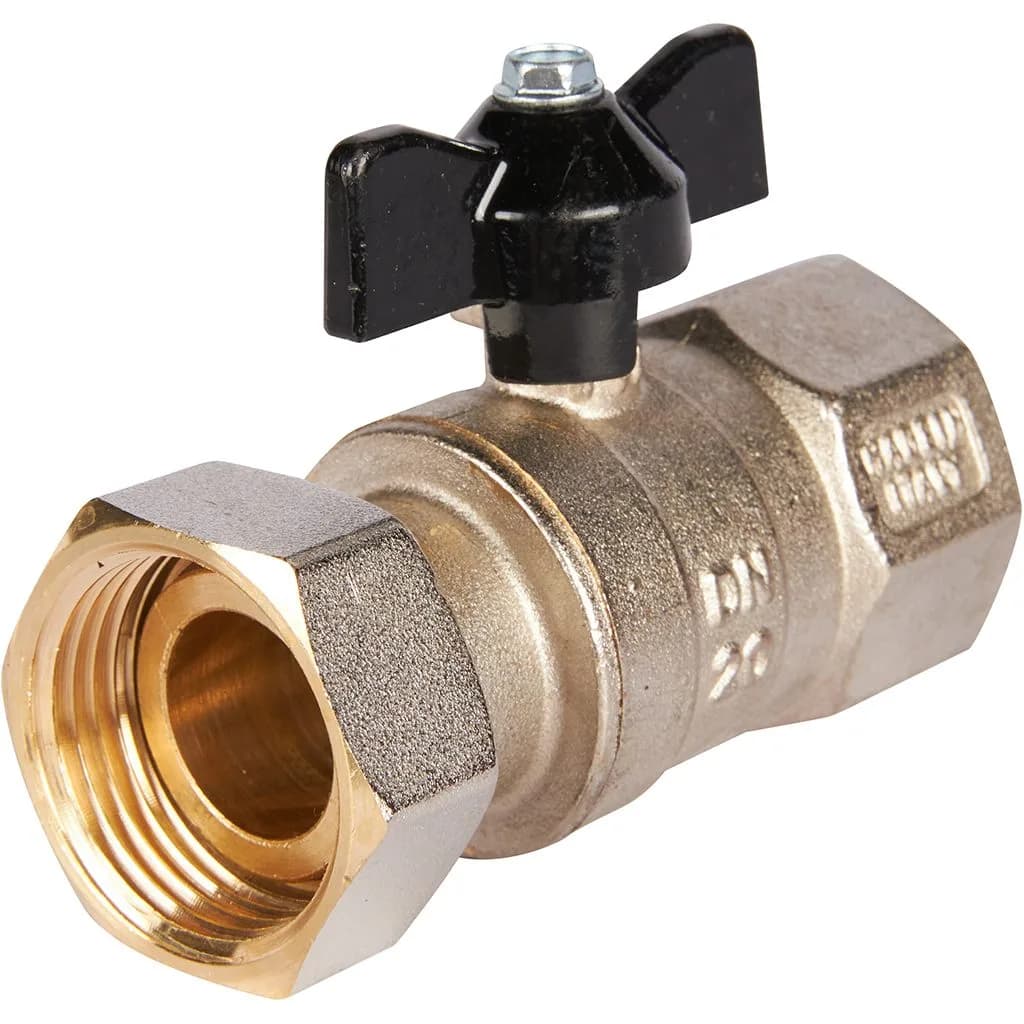 *SVB-0009-000025 STOUT Кран шаровой с накидной гайкой, ВР/накидная гайка, ручка бабочка 1x1