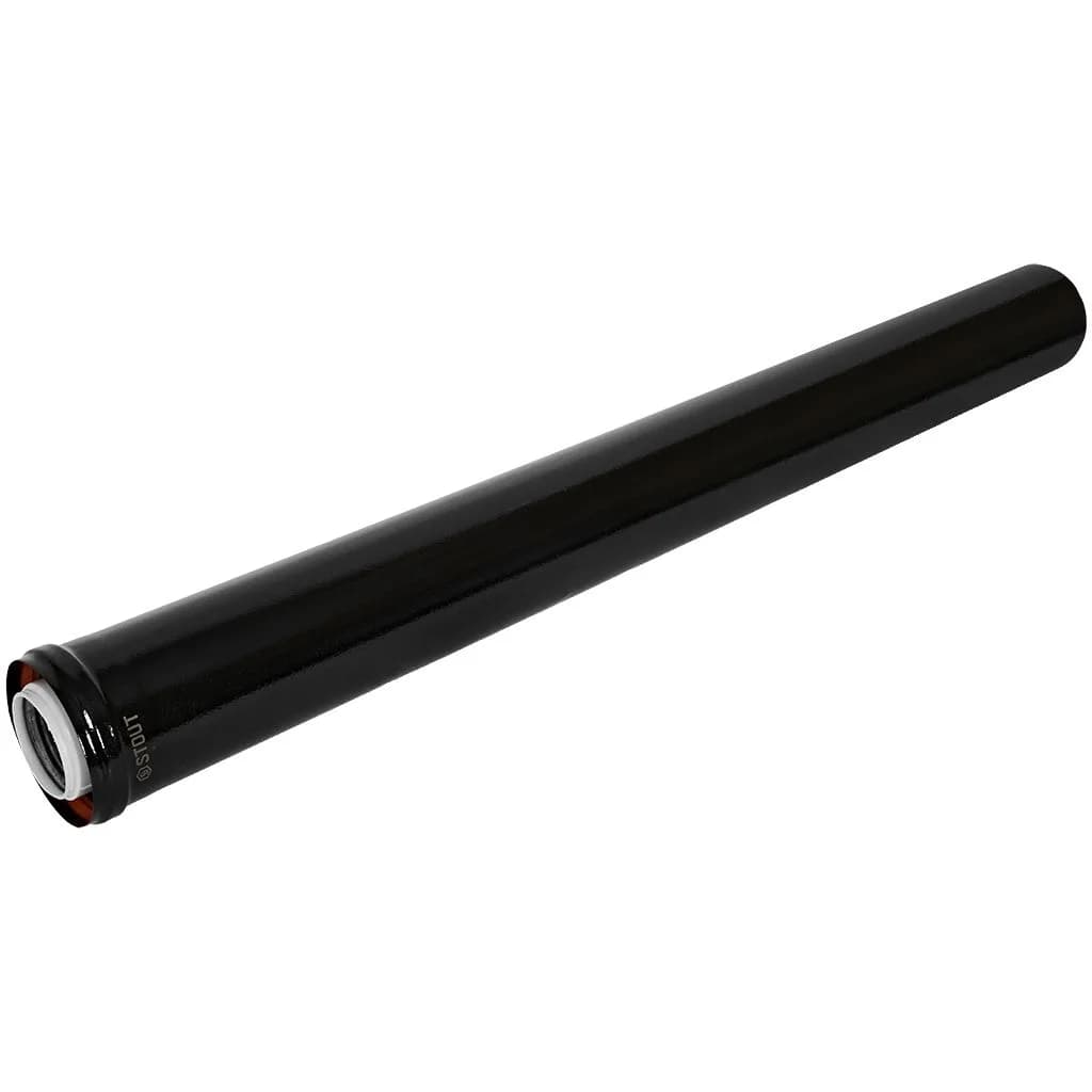 Удлинитель дымохода конденсац. коакс. D60(п-м)/100(п-м), L1000, ЧЕРНЫЙ