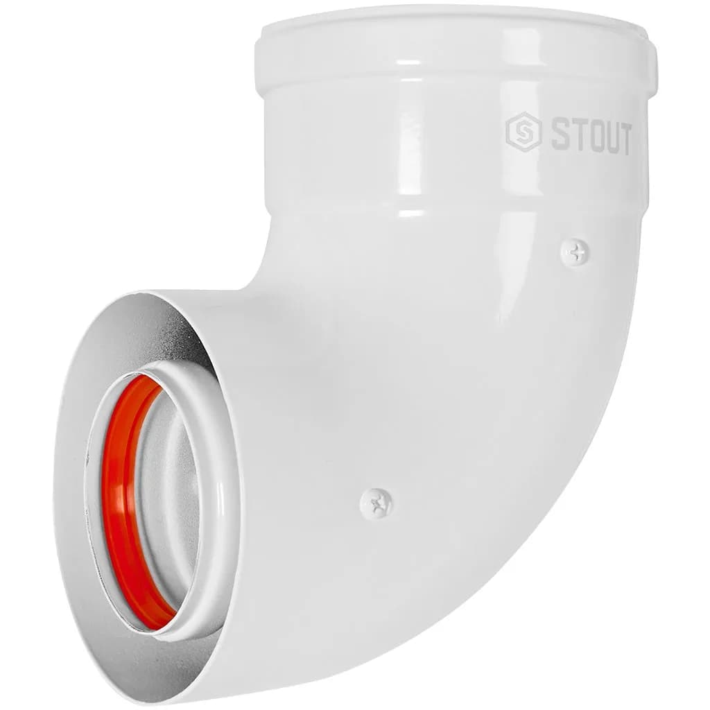 Адаптер подключения 90° УНИВЕРСАЛЬНЫЙ традиц. коакс. D60(м-м)/100(п-м) (хомут, фланец, втулка, адаптер) кроме Immergas, Navien D75/100 стар.