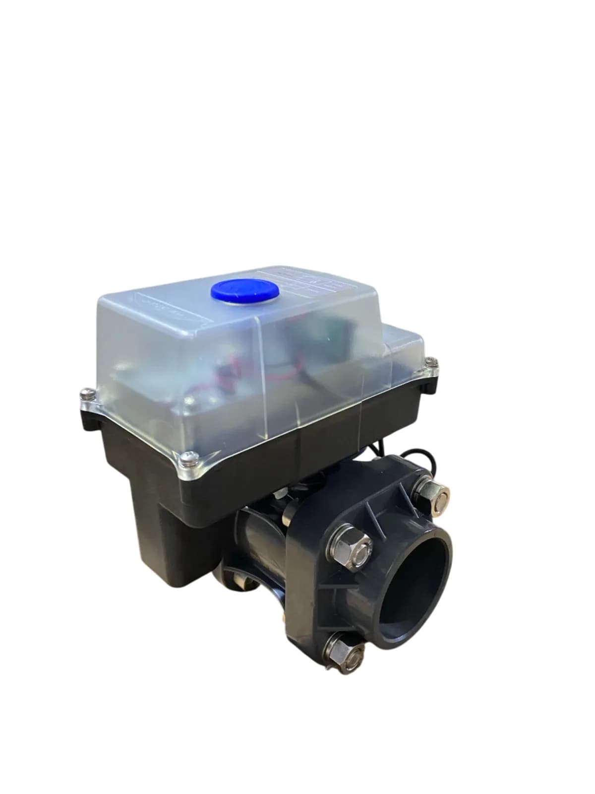 Кран электроприводный Runxin Q931513D-65 (двухходовой, клеевое, UPVC, 24VDC, с обратной связью)