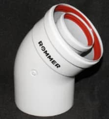 ROMMER INOX Line Отвод промежуточный традиционный коаксиальный D60/100, 45 гр. (мама/папа)