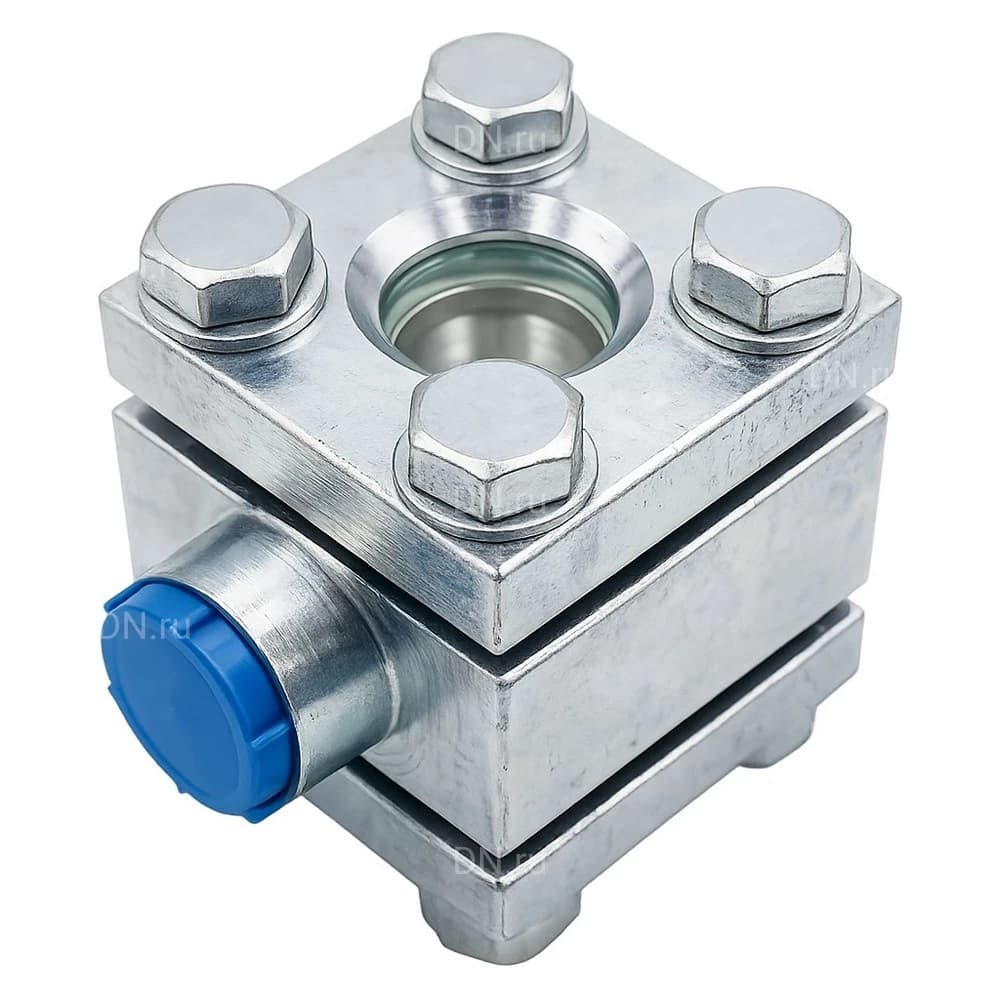 Стекло смотровое DN.ru SG2-21G-T тип В ГОСТ 21836-2021 Ду50 Ру40 двустороннее, материал - углеродистая сталь, резьбовое