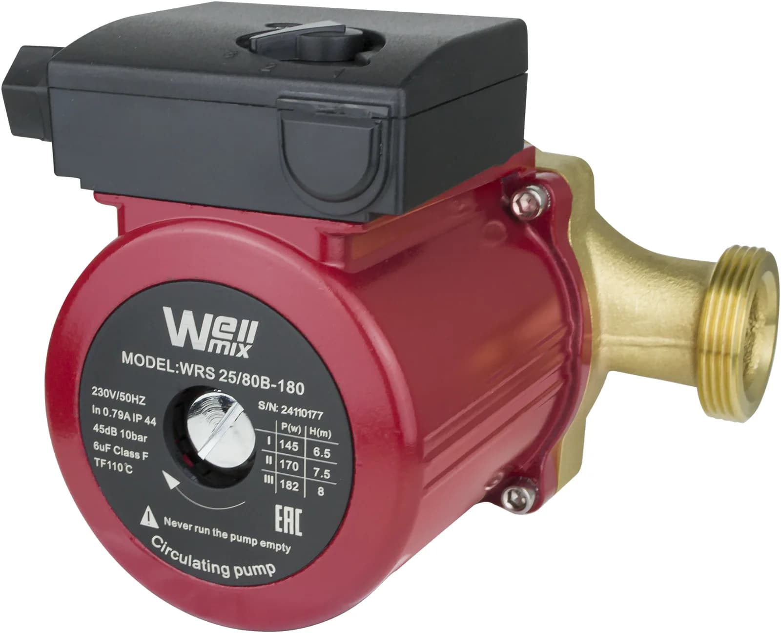 Циркуляционный насос Wellmix WRS 32/40 B (180 мм, корпус - латунь)