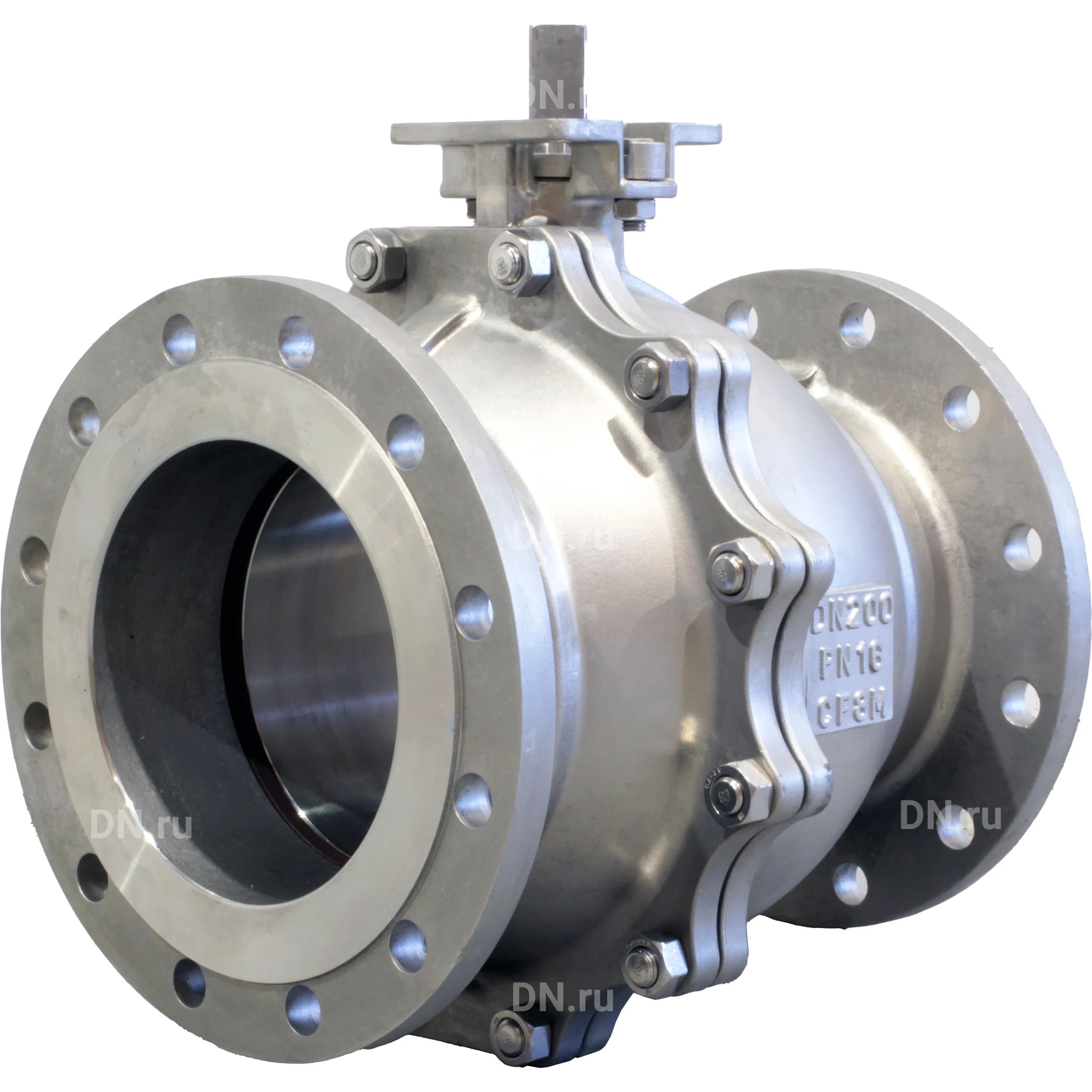 Кран шаровой DN.ru, фланцевое, корпус — нержавеющая сталь AISI 316, уплотнение — PTFE, голый шток (BV3232P(2pc)-FP-F-ISO-H)
