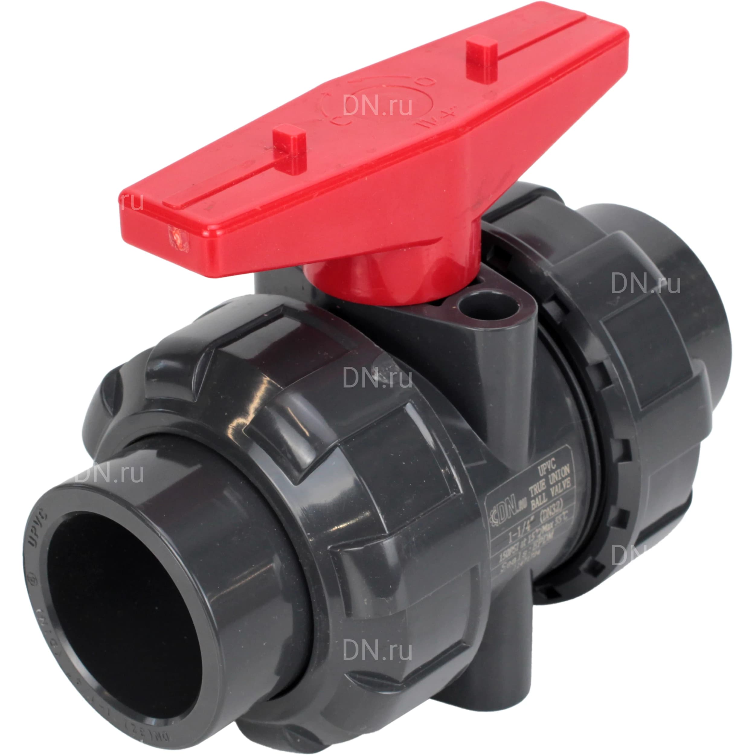 Кран шаровой DN.ru, клеевое, корпус — НПВХ, уплотнение — EPDM, рукоятка (BV4242E-FP-GRM-H)